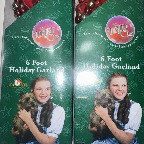 2 The Wizard of Oz 6 Foot Garland Kurt S. Adler Ruby Slippers yellow brick  Road - Picture 5 of 10